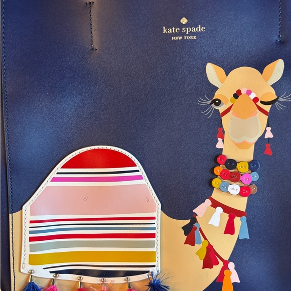 Kate Spade Camel Large Tote this is Navity Bag in Excellent Condition Blue/Multi - Picture 9 of 9